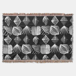 Bold Caribbean Tribal Mudcloth - Zwart & Wit, Deken