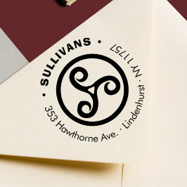 Bold Celtic Triple Spiral Family Return Address Zelfinktende Stempel