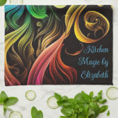 Bold Chakra Rainbow Abstracte Rook Personaliseren Theedoek (Gevouwen)