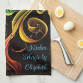 Bold Chakra Rainbow Abstracte Rook Personaliseren Theedoek (Quarter Fold)