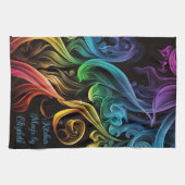 Bold Chakra Rainbow Abstracte Rook Personaliseren Theedoek (Horizontaal)
