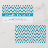 BOLD CHEVRON CARTE DE VISITE :: bleu aqua moderne (Devant / Derrière)