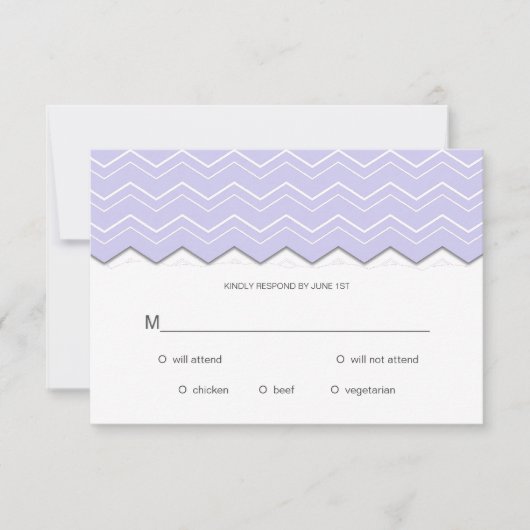 Bold Chevron Lavender Paarse RSVP Kaartje (Voorkant)