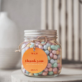 Bold Chic Orange Sunset Monogram Thank You Wedding Bedankjes Labels