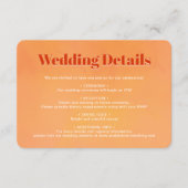 Bold Chic Orange Sunset Monogram Wedding Details Informatiekaartje (Voorkant)