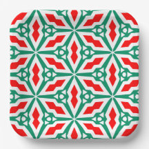 Bold Christmas Red en Green Snowflake Star Bord