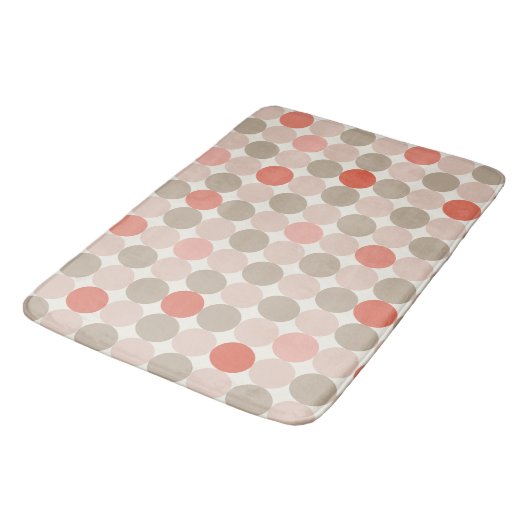 Bold Circle Pattern Bath Mat in Red Pink Mocha (Gekanteld)