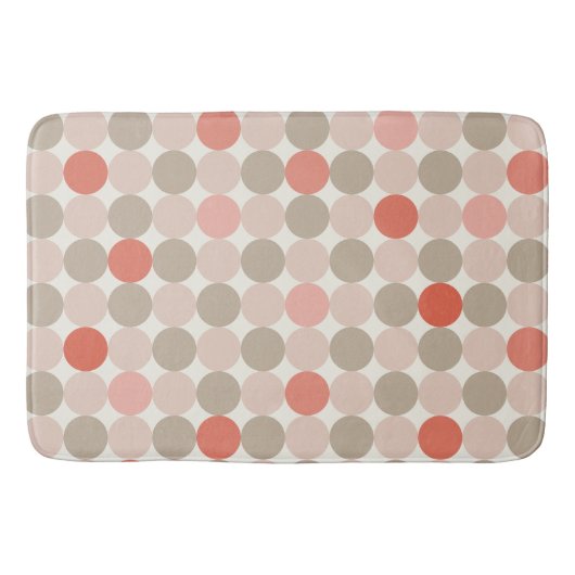 Bold Circle Pattern Bath Mat in Red Pink Mocha (Voorkant)