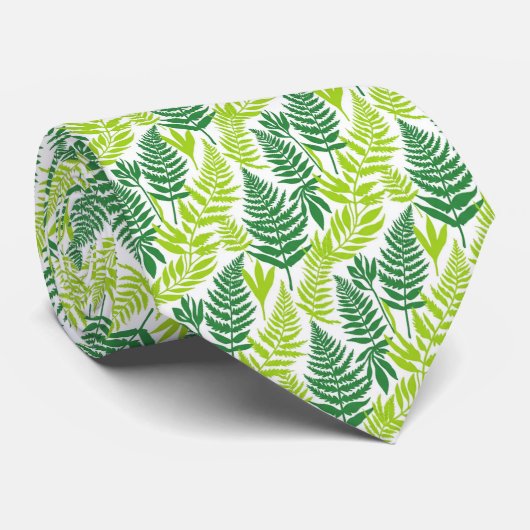 Bold Citrus Green Statement Botanical Fern Pattern Stropdas (Opgerold)