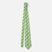 Bold Citrus Green Statement Botanical Fern Pattern Stropdas (Achterkant)