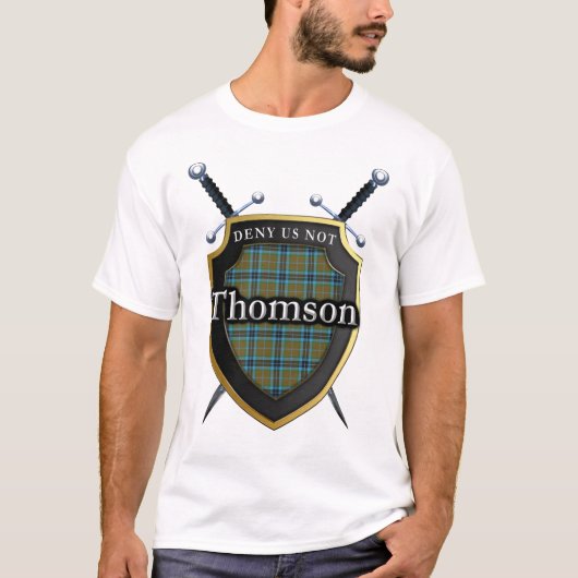 Bold Clan Thomson Tartan Scottish Shield T-shirt (Voorkant)