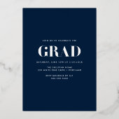 Bold Class of 2025 Navy Foto Afstuderen Folie Uitnodiging (Achterkant)