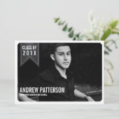 Bold Classic Banner Afstuderen Fotoaankondiging Kaart (Staand voorkant)
