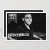 Bold Classic Banner Afstuderen Fotoaankondiging Kaart (Voorkant / Achterkant)