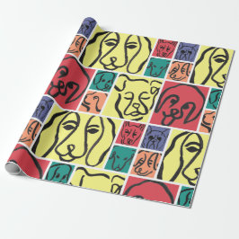 Bold Color Dog Faces Cadeaupapier
