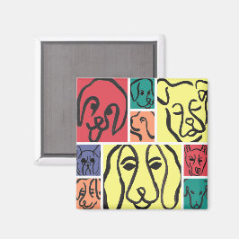 Bold Color Dog Faces Magneet