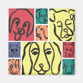 Bold Color Dog Faces Magneet (Voorkant)