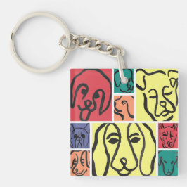 Bold Color Dog Faces Sleutelhanger