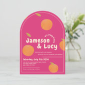 Bold, colorful citrus wedding invitation (Debout devant)