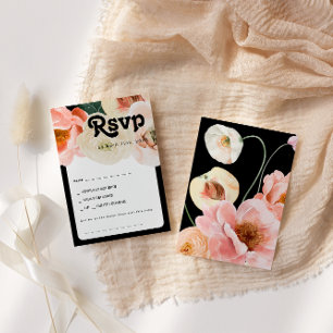 Bold Colorful Floral Black Song Request RSVP-kaart RSVP Kaartje