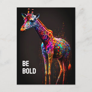 Bold Colorful Rainbow Giraffe Cute Zoo Animal Briefkaart