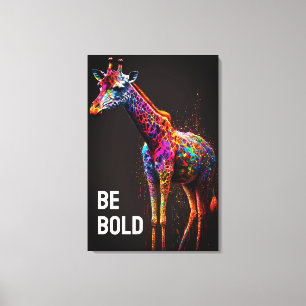 Bold Colorful Rainbow Giraffe Cute Zoo Animal Canvas Afdruk