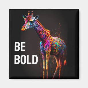 Bold Colorful Rainbow Giraffe Cute Zoo Animal Magneet