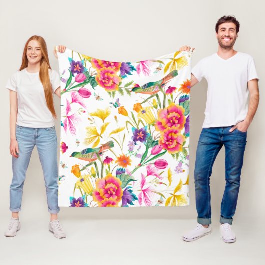 Bold Colorful Summer Print Fleece Deken (In situ)