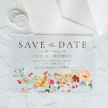 Bold Colorful Wildflowers Wedding Save The Date