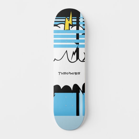 Bold Comic Cloud Lightning Pop Art Skateboard (Voorkant)