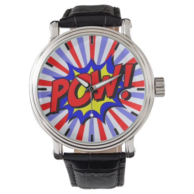 Bold Comic-Style POW! Pop Art Horloge (Voorkant)