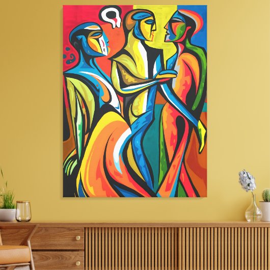 Bold Connections - Abstracte Canvaskunst Canvas Afdruk (Insitu (Woonkamer))
