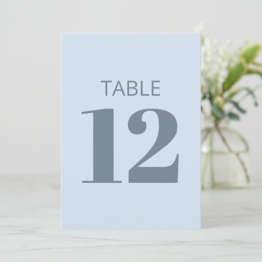 Bold Cool Soft Light Blue Modern Table Number Sign Kaart (Staand voorkant)