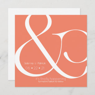 BOLD Coral Ampersand Save the Date Kaart