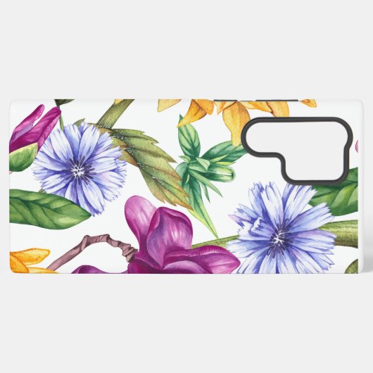 Bold country flower pattern - large samsung galaxy hoesje (Achterkant horizontaal)