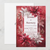 Bold Crimson Elegance Floral Faire-part de mariage (Devant / Derrière)