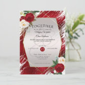 Bold Crimson Paint Stroke Red Peonies Kaart (Staand voorkant)