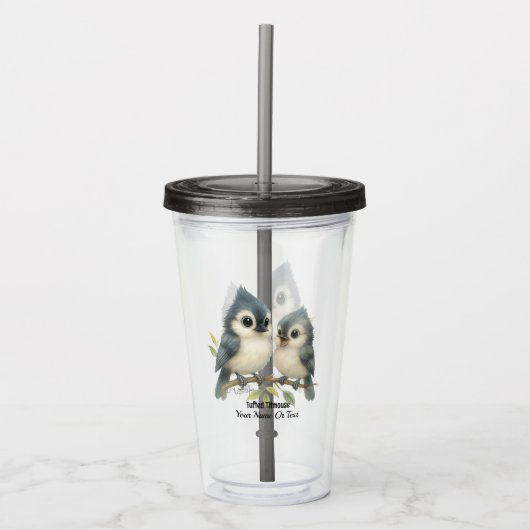 Bold Curious Tufted Titmouse Acryl Drinkbeker (Voorkant)