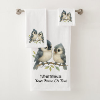 Bold Curious Tufted Titmouse Bad Handdoek
