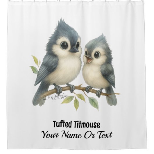 Bold Curious Tufted Titmouse Douchegordijn (Voorkant)