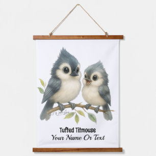 Bold Curious Tufted Titmouse Hangend Wandkleed