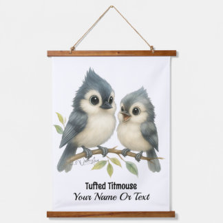 Bold Curious Tufted Titmouse Hangend Wandkleed