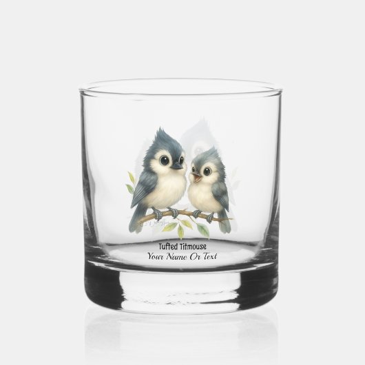 Bold Curious Tufted Titmouse Whisky Glas (Voorkant)