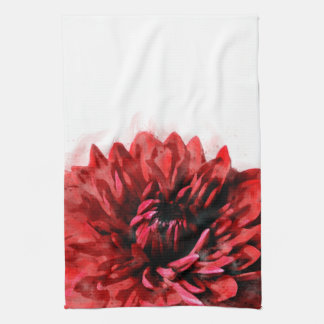 Bold Dahlia Waterverf Crimson Kitchen Towel Theedoek