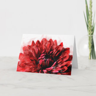 Bold Dahlia Waterverf Crimson Notitiekaartje