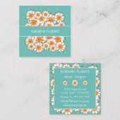 Bold Daisies | Lichte Blauwgroen bloemen Visitekaa Vierkante Visitekaartje (Voorkant / Achterkant)