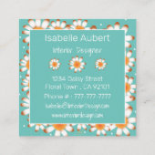 Bold Daisies | Lichte Blauwgroen bloemen Visitekaa Vierkante Visitekaartje (Achterkant)