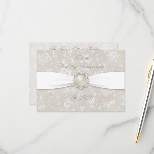 Bold Damask 30e anniversaire Mariage RSVP (Devant/Arrière en situation)