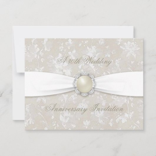 Bold Damask 30th Mariage Anniversaire Invitation (Devant)