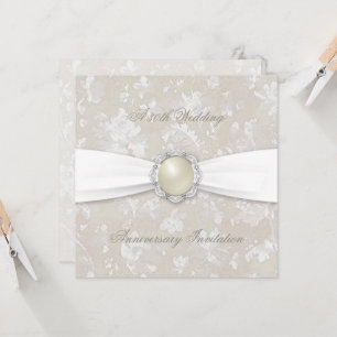 Bold Damask 30th Mariage Invitation Carré de l'ann